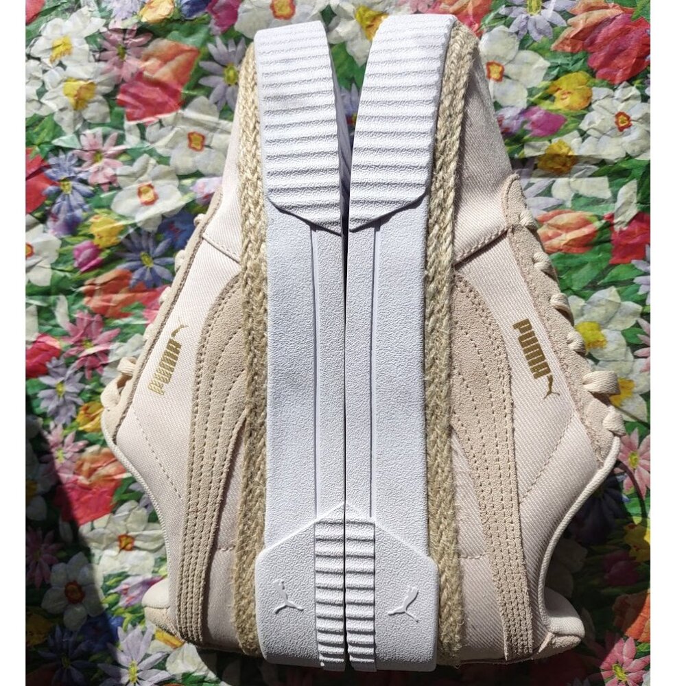 Puma Carina Espadrille Canvas Jute Platform Spring Summer Tennis Trainer, 388388